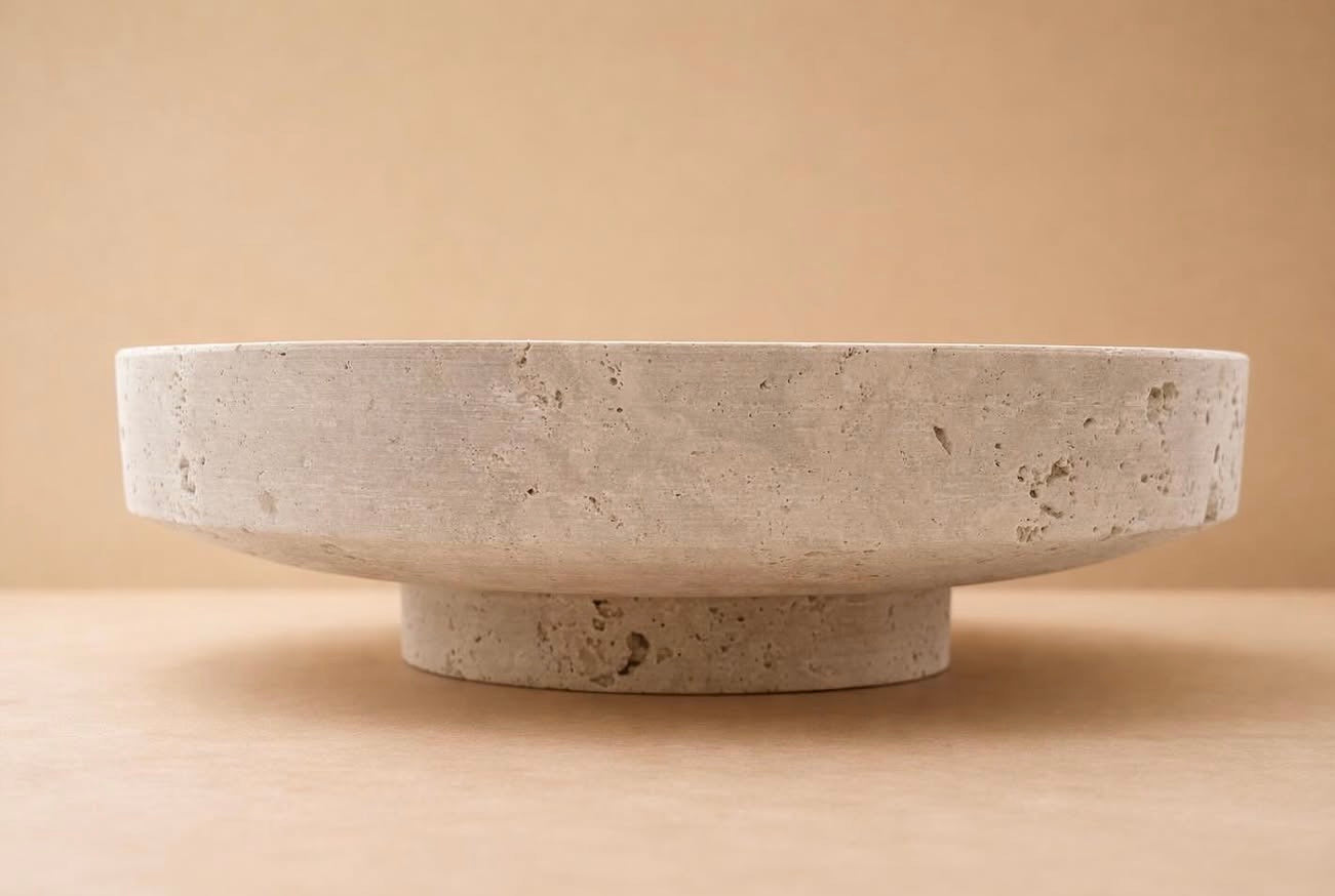 Bowl A-
Exquisite 100% Natural Hand-Made Travertine Limestone Bowl